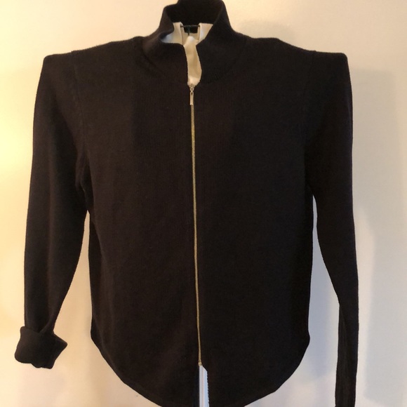 Black Sweater by Daisy Fuentes zipper front. Sz L Excellent Condition - Picture 3 of 7